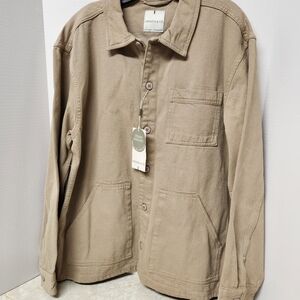 Larsson & Co Tan Stone Denim Shacket Shirt Jacket Sz XL New Chore Barn